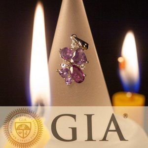 Natural Alexandrite Diamond 18k White Gold Pendant